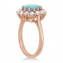 Oval Aquamarine and Diamond Ring 18k Rose Gold (3.60ctw)
