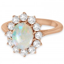 Oval Shape Opal & Diamond Accented Ring in 14k Rose Gold (3.60ctw)