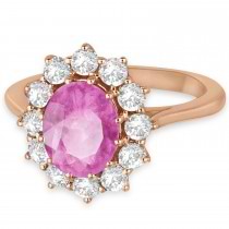 Oval Pink Sapphire & Diamond Accented Ring in 18k Rose Gold (3.60ctw)