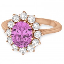 Oval Pink Sapphire & Diamond Accented Ring in 18k Rose Gold (3.60ctw)