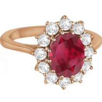 Oval Ruby & Diamond Accented Ring 18k Rose Gold (3.60ctw)
