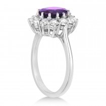 Oval Amethyst & Diamond Accented Ring in 14k White Gold (3.60ctw)