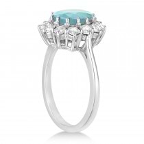 Oval Aquamarine & Diamond Accented Ring in 18k White Gold (3.60ctw)