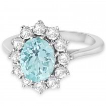 Oval Aquamarine & Diamond Accented Ring in 18k White Gold (3.60ctw)