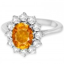 Oval Citrine and Diamond Ring 14k White Gold (3.60ctw)