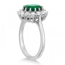 Oval Emerald and Diamond Ring 14k White Gold (3.60ctw)