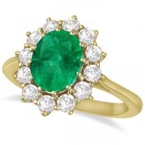 Oval Emerald & Diamond Accented Ring 18k Yellow Gold (3.60ctw)
