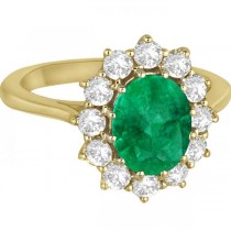 Oval Emerald & Diamond Accented Ring 18k Yellow Gold (3.60ctw)