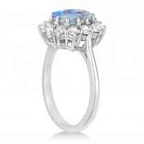 Oval Moonstone and Diamond Ring 14k White Gold (2.80ctw)