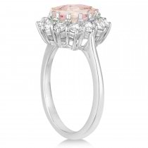 Oval Morganite and Diamond Ring 14k White Gold (3.60ctw)