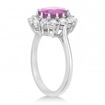 Oval Pink Sapphire & Diamond Accented Ring in 14k White Gold (3.60ctw)