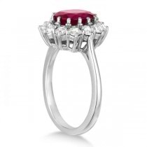 Oval Ruby & Diamond Accented Ring 18k White Gold (3.60ctw)