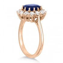 Oval Blue Sapphire & Diamond Accented Ring 18k Rose Gold (3.60ctw)