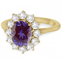 Oval Lab Alexandrite and Diamond Ring 14k Yellow Gold (3.60ctw)