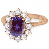 Oval Lab Alexandrite and Diamond Ring 18k Rose Gold (3.60ctw)