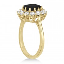 Oval Black & White Diamond Accented Ring 14k Yellow Gold (2.80ctw)