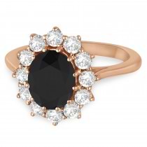 Oval Black & White Diamond Accented Ring 18k Rose Gold (2.80ctw)