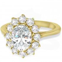 Oval Lab Grown Diamond Accented Ring 14k Yellow Gold (2.80ctw)