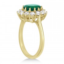 Oval Lab Emerald and Diamond Ring 14k Yellow Gold (3.60ctw)
