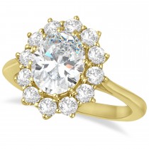 Oval Moissanite and Diamond Ring 18k Yellow Gold (3.60ctw)