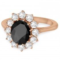 Oval Onyx and Diamond Ring 18k Rose Gold (3.60ctw)