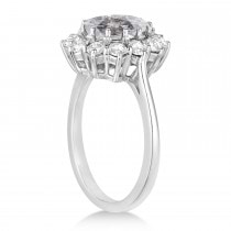 Oval Salt & Pepper and White Diamond Accented Ring 14k White Gold (2.80ctw)