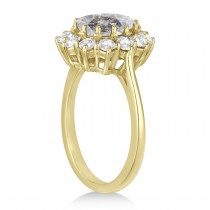 Oval Salt & Pepper and White Diamond Accented Ring 14k Yellow Gold (2.80ctw)