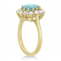 Oval Aquamarine and Diamond Ring 14k Yellow Gold (3.60ctw)
