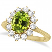 Oval Peridot & Diamond Accented Ring in 18k Yellow Gold (3.60ctw)