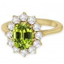 Oval Peridot & Diamond Accented Ring in 18k Yellow Gold (3.60ctw)