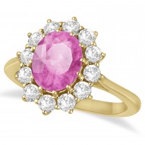 Oval Pink Sapphire & Diamond Accented Ring in 18k Yellow Gold (3.60ctw)