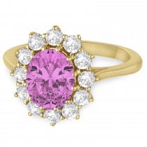 Oval Pink Sapphire & Diamond Accented Ring in 18k Yellow Gold (3.60ctw)