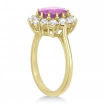 Oval Pink Sapphire & Diamond Accented Ring in 14k Yellow Gold (3.60ctw)