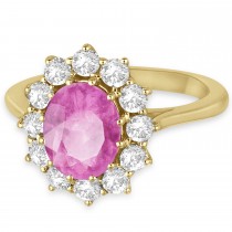 Oval Pink Sapphire & Diamond Accented Ring in 14k Yellow Gold (3.60ctw)