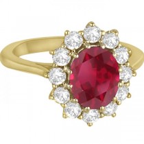 Oval Ruby and Diamond Ring 14k Yellow Gold (3.60ctw)