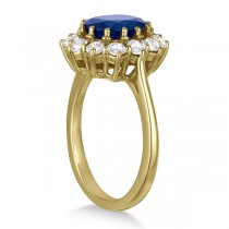 Oval Blue Sapphire & Diamond Accented Ring 14k Yellow Gold (3.60ctw)