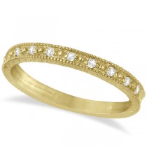 Milgrain Style Pave Set Diamond Ring in 14k Yellow Gold (0.10 ct)