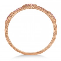 Pave Set Vintage Stacking Pink Diamond Ring Band 14k Rose Gold (0.15ct)
