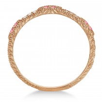 Vintage Stacking Diamond & Pink Sapphire Ring Band 14k Rose Gold (0.15ct)