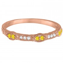 Vintage Stacking Diamond & Yellow Sapphire Ring Band 14k Rose Gold (0.15ct)