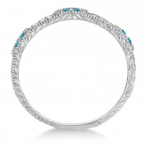 Vintage Stacking Diamond & Blue Diamond Ring Band 14k White Gold (0.15ct)