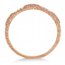 Pave Set Vintage Stacking Pink & White Diamond Ring Band 14k Rose Gold (0.15ct)