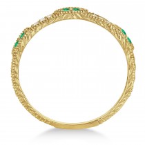 Vintage Stacking Diamond & Emerald Ring Band 14k Yellow Gold (0.15ct)