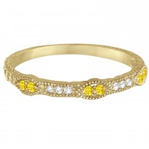 Vintage Stacking Diamond & Yellow Sapphire Ring Band 14k Yellow Gold (0.15ct)