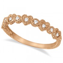 Pave Set Heart Design Diamond Ring Band 14k Rose Gold (0.15ct)