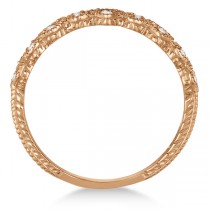Pave Set Heart Design Diamond Ring Band 14k Rose Gold (0.15ct)