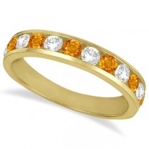 Channel-Set Citrine & Diamond Ring Band 14k Yellow Gold (1.20ct)