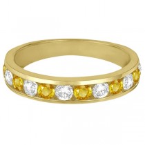 Channel-Set Yellow Sapphire & Diamond Ring 14k Yellow Gold (1.20ct)