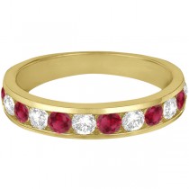 Channel-Set Ruby & Diamond Ring Band 14k Yellow Gold (1.20ctw)