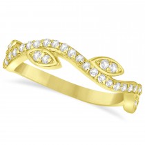 Diamond Marquise Shape Vine Leaf Ring Band 14k Yellow Gold (0.36ct)